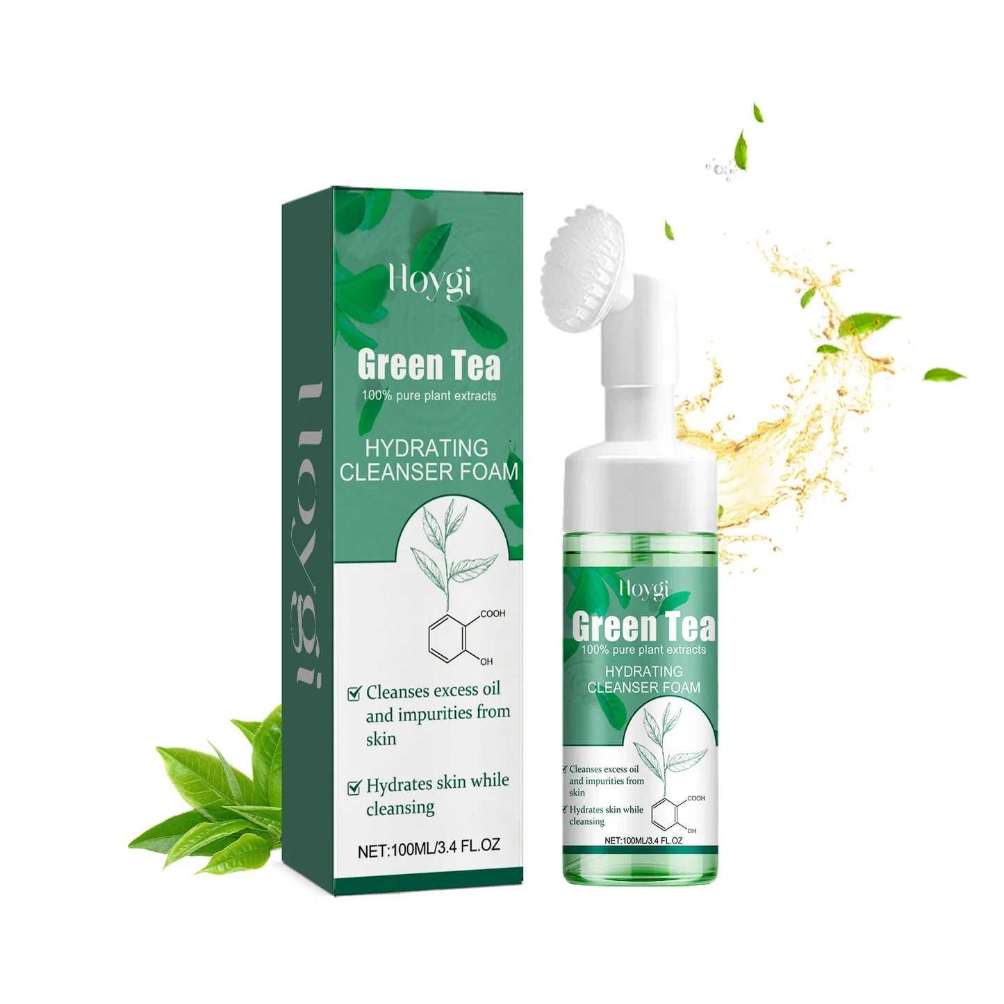 Green Tea Mask Pore Shrinking Oil Control Blackhead Removal Hyaluronic Acid Nourishing Moisturizing Face Wash Foam Face Cleanser