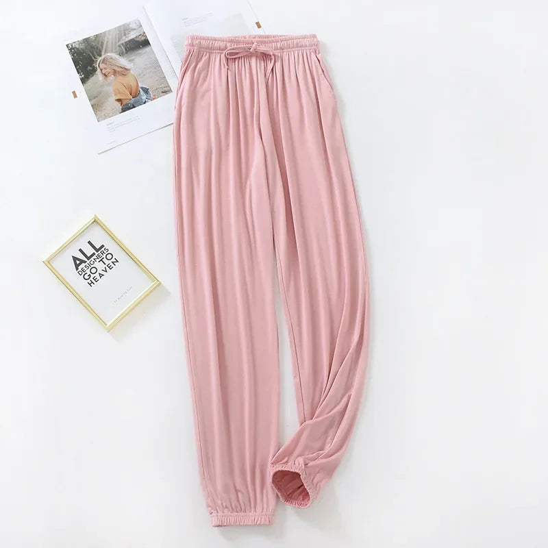 new style home service ladies pants spring and summer thin modal loose large size solid color home pants women bottoms