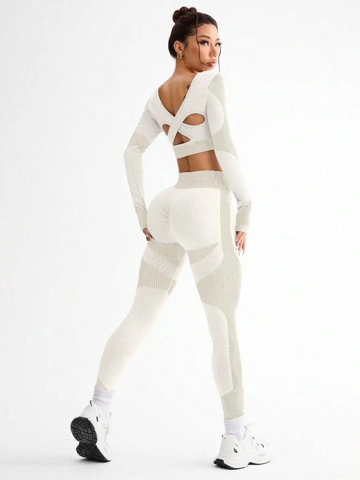 Traje de Yoga sin costuras para mujer, traje deportivo ajustado para correr, transpirable, para Fitness al aire libre, 2 uds.