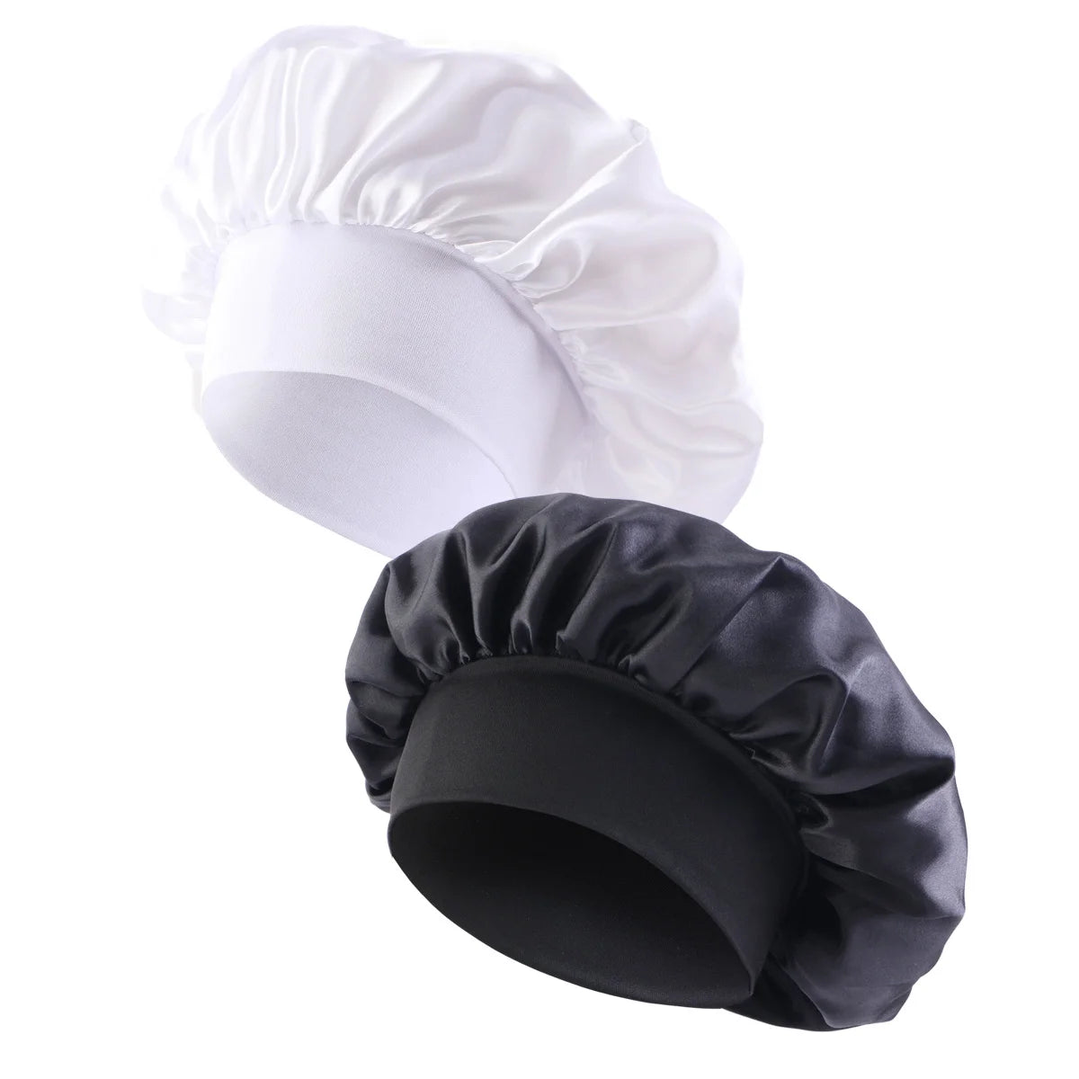 Nuevo gorro de dormir de ala ancha de satén, gorro sedoso para dormir, gorro para dormir con banda suave elástica, gorro de estilismo, herramienta para envolver el cabello