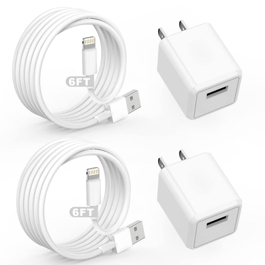 iPhone Charger,Cube iPhone Charger Travel 2Pack 6FT Lightning Cable Cord Quick Fast Charging Cord USB Wall Chargers Travel Plug Adapter for iPhone 14/13/12/11/10/X/8 Plus/XR/XS Max/7/SE/iPad,Airpods