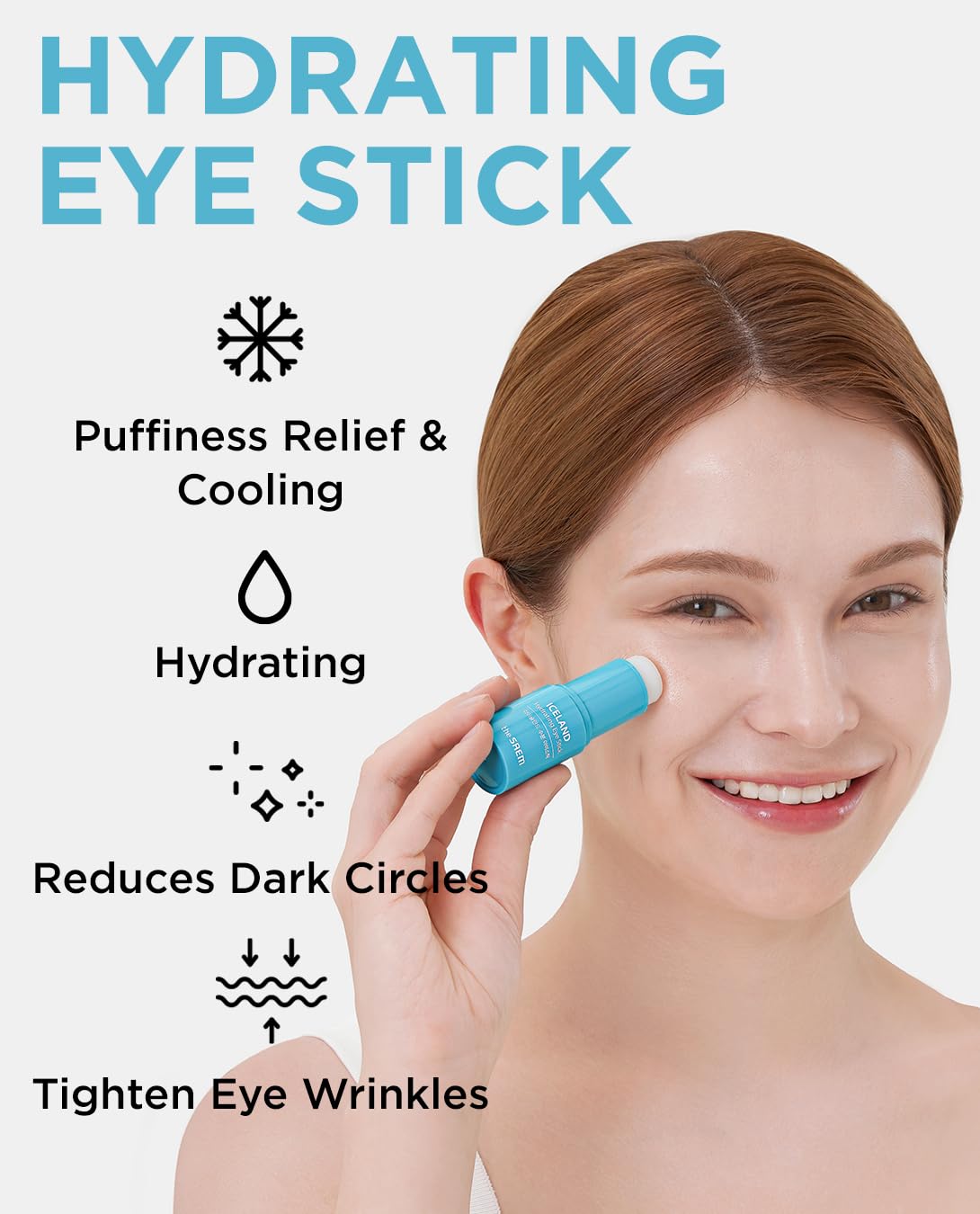 The SAEM Iceland Hydrating Eye Stick 0.24oz - Cooling Eye Balm for Dark Circles and Puffiness – Under Eye Treatment - Reduce Wrinkles and Moisturizing - Minimize Dark & Puffy Eyes - Aqua Scent