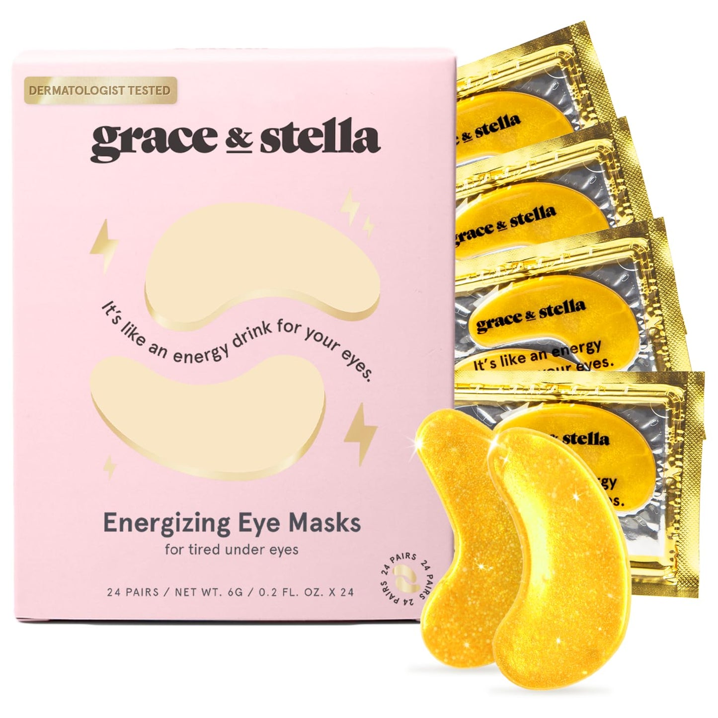 grace & stella Under Eye Mask - Valentines Day Gifts for Women - Reduce Dark Circles, Puffy Eyes, Undereye Bags, Wrinkles - Gel Under Eye Patches - Bridesmaid Gifts - Vegan Self Care (24 Pairs, Gold)