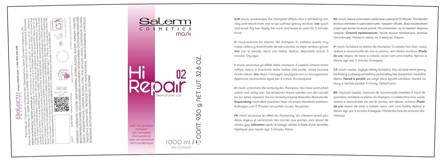 Máscara Hi Repair con complejo de proteínas de sílice 02, 34.4 onzas