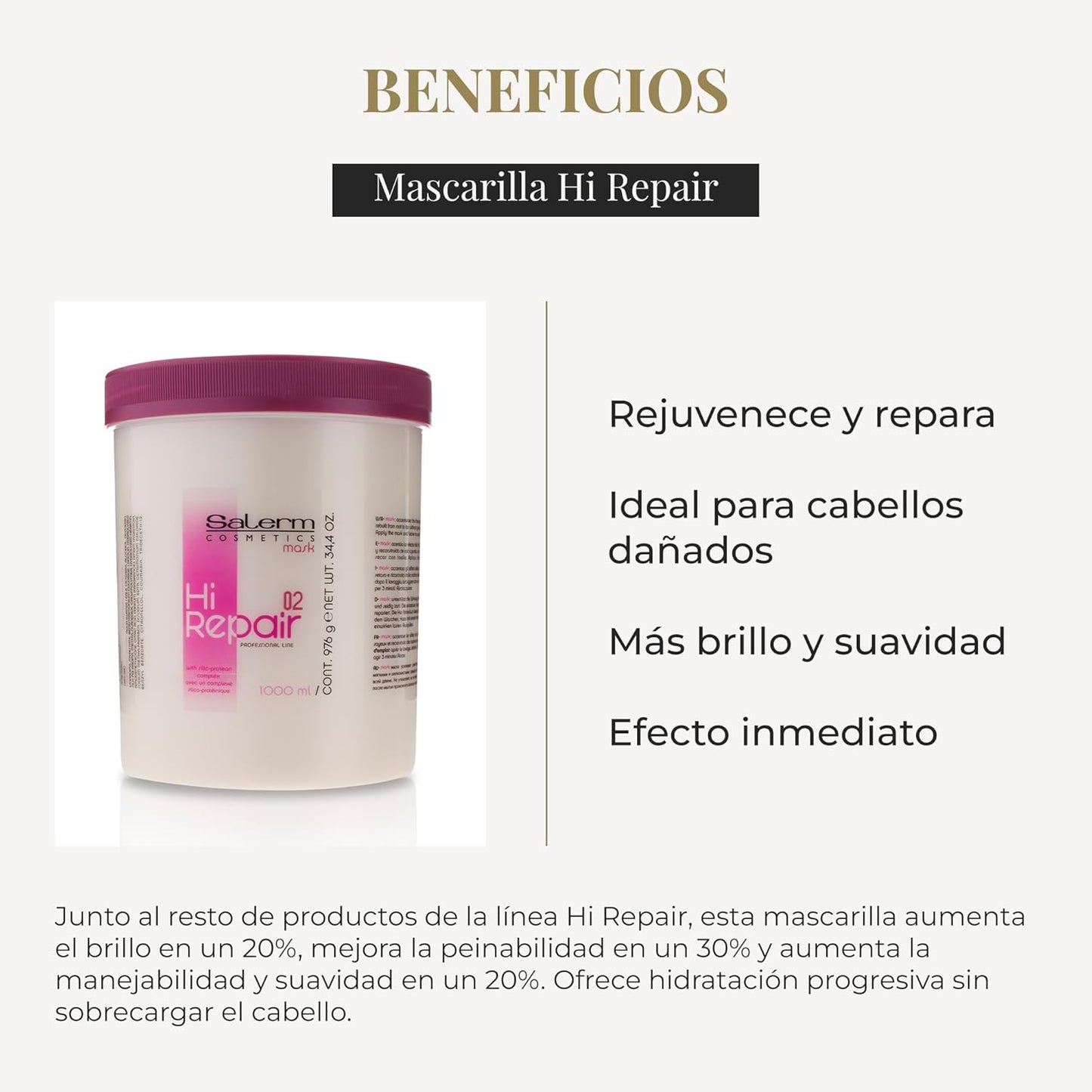 Máscara Hi Repair con complejo de proteínas de sílice 02, 34.4 onzas