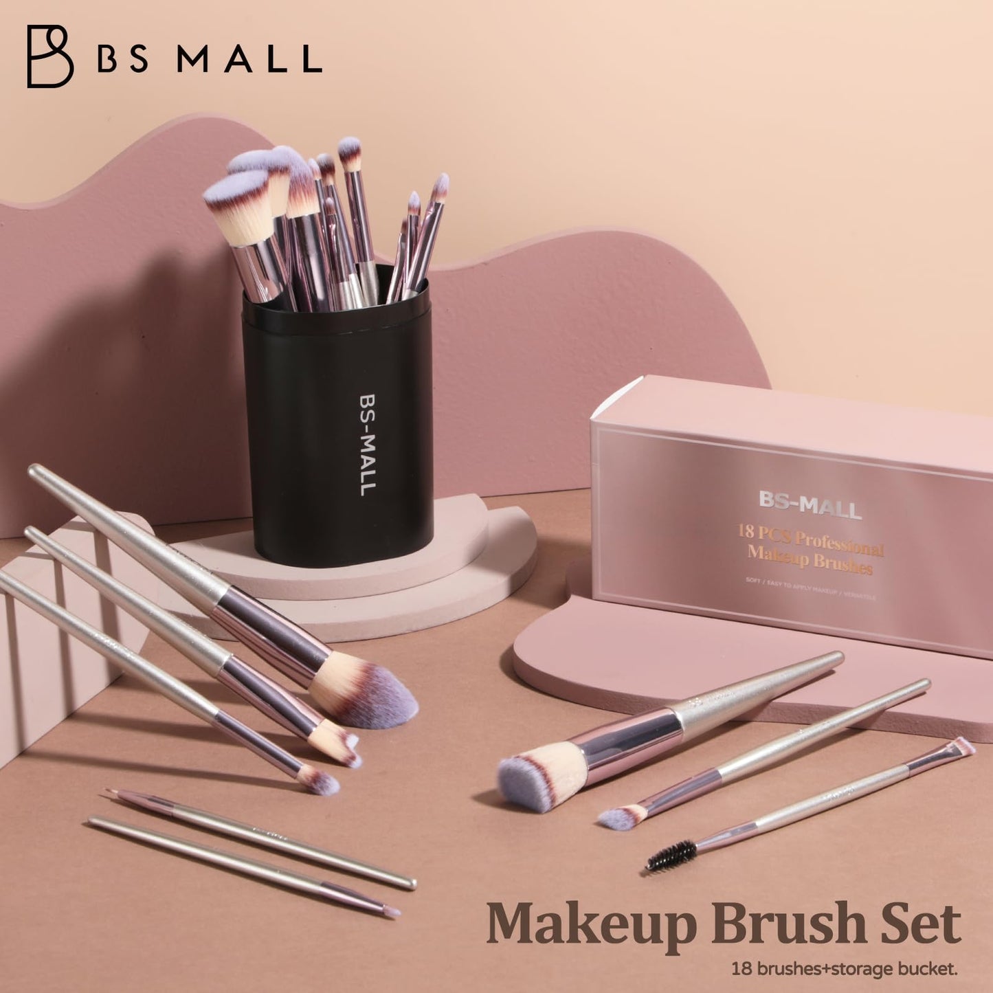 Makeup Brush Set 18 Pcs Premium Synthetic Foundation Powder Concealers Eye shadows Blush Makeup Brushes with black case