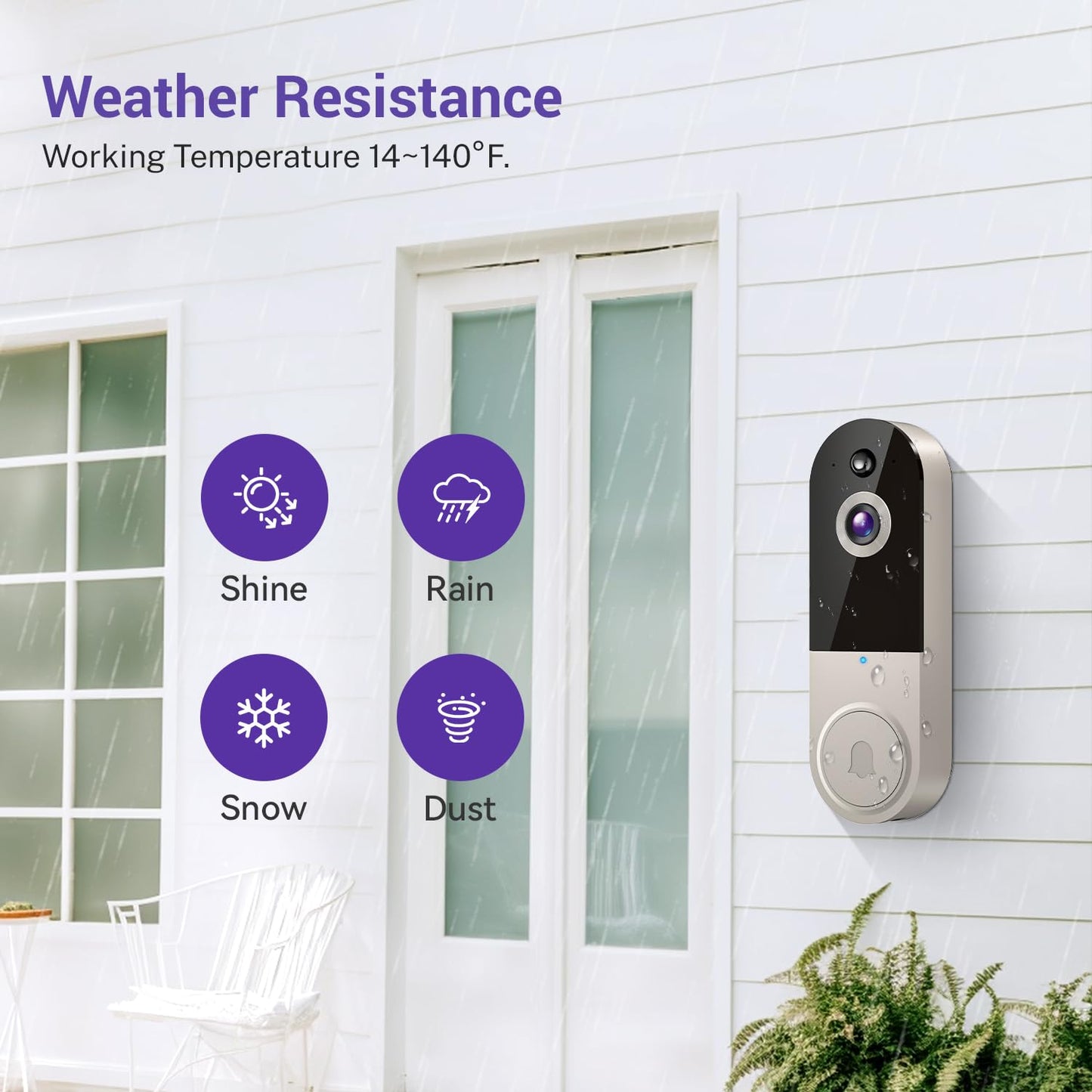 1080P Video Doorbell Camera Wireless, Cloud Storage, Live View, 2-Way Talk, Night Vision, Included Ring Chime, 2.4Ghz WiFi Only, Indoor Surveillance, Real-Time Alert