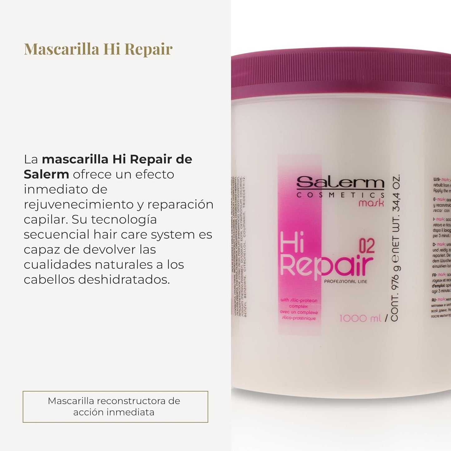 Máscara Hi Repair con complejo de proteínas de sílice 02, 34.4 onzas