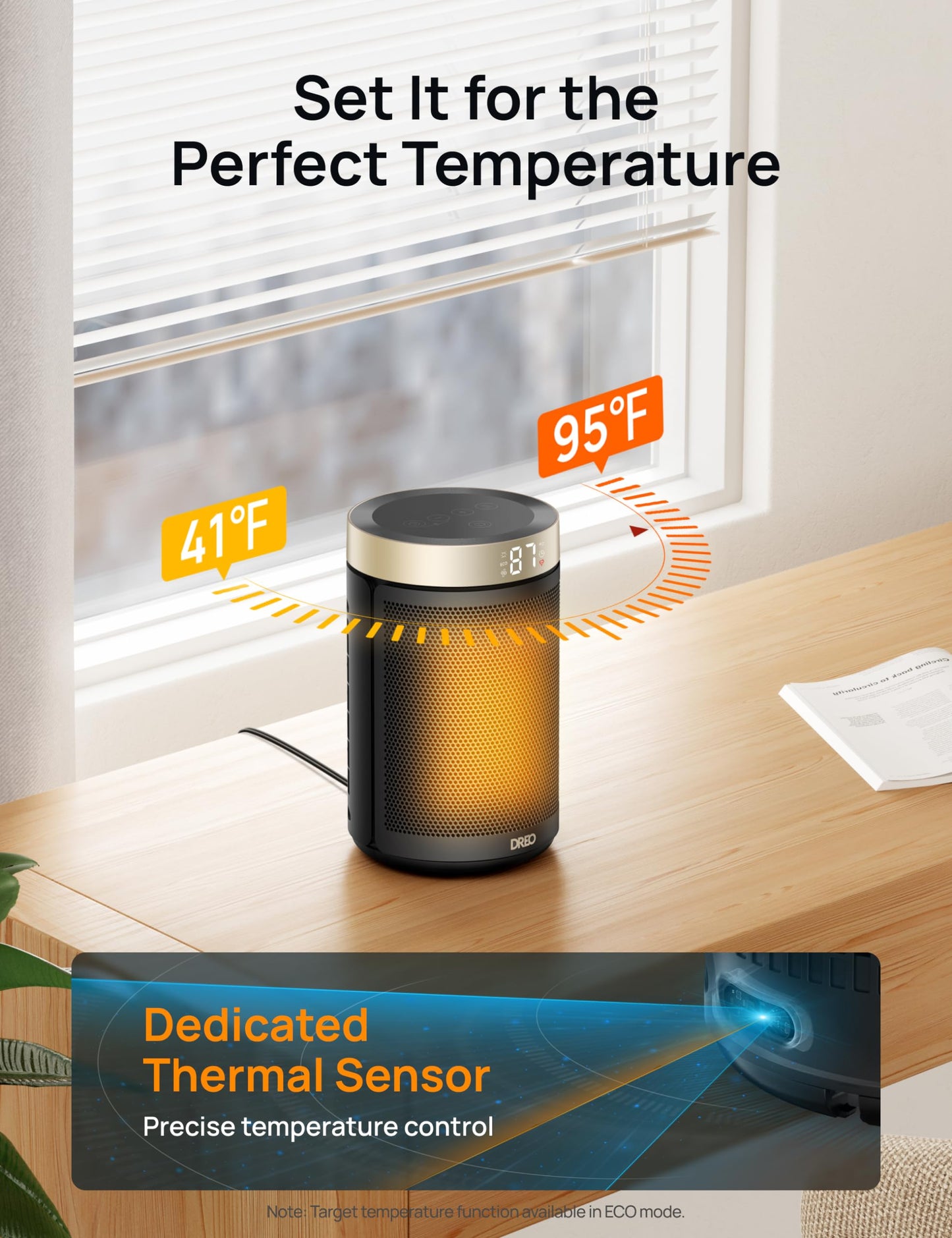 modern Heater, Portable Electric Heaters for Indoor Use with Thermostat and Remote, 2024 Upgraded, Digital Display, 12H Timer, 5 Mode, 1500W PTC Ceramic Fast Safety Heat for Office Bedroom Home