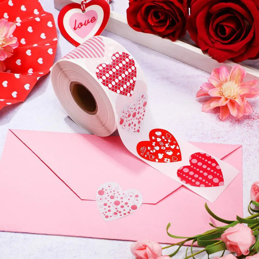 100-500pcs Sparkle Heart Stickers Red Love Scrapbooking Adhesive Stickers for Valentine's Day Wedding Decor Stationery Sticker