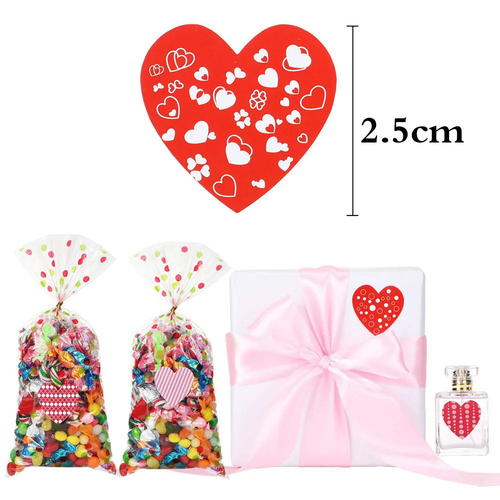 100-500pcs Sparkle Heart Stickers Red Love Scrapbooking Adhesive Stickers for Valentine's Day Wedding Decor Stationery Sticker