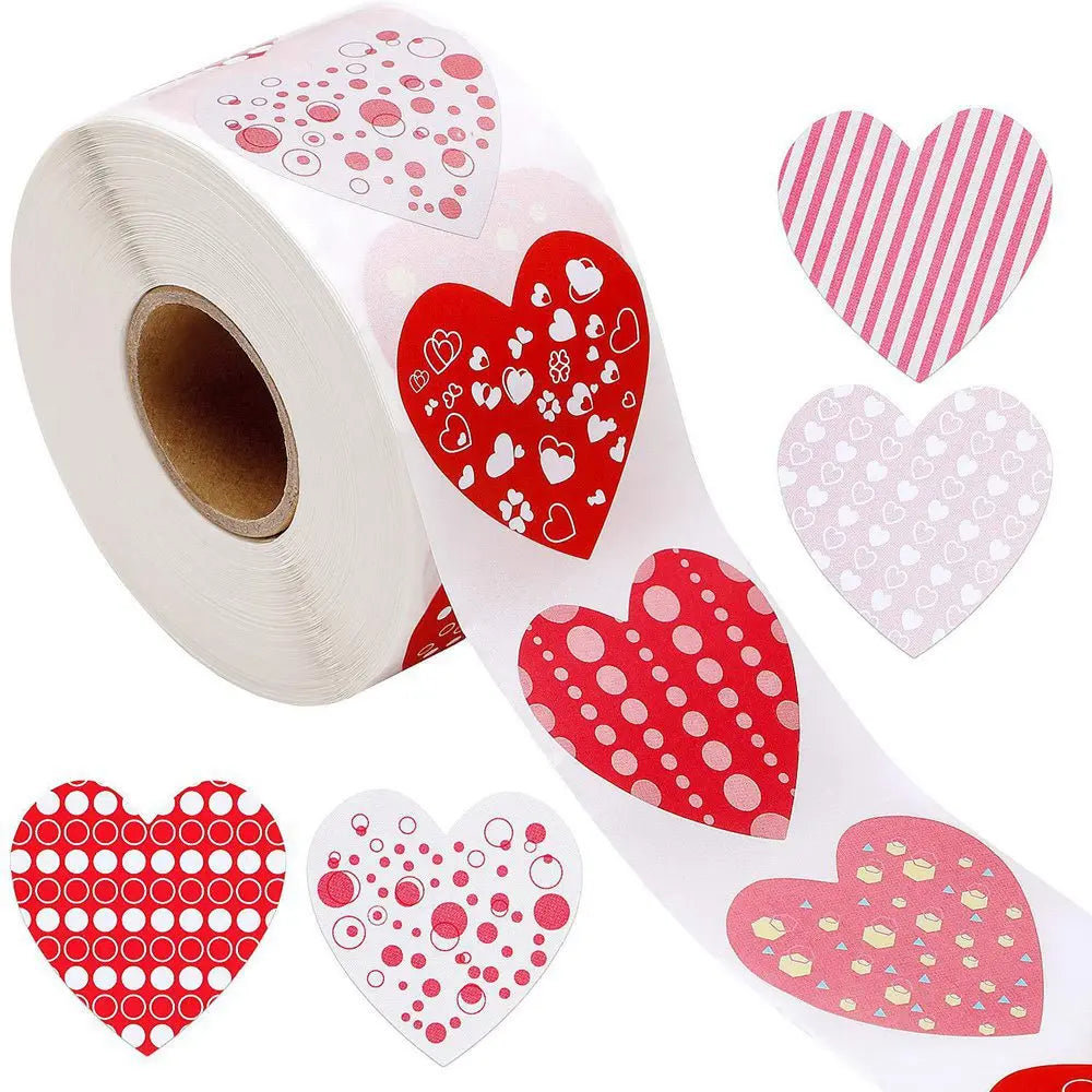 100-500pcs Sparkle Heart Stickers Red Love Scrapbooking Adhesive Stickers for Valentine's Day Wedding Decor Stationery Sticker