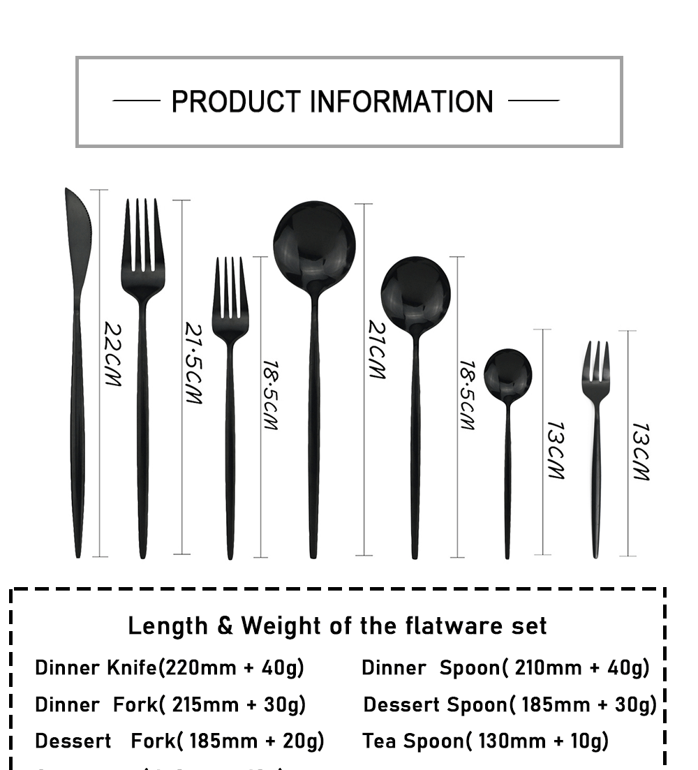 Dinner Knife Fork Spoon Tableware Set Stainless Steel Flatware Silverware