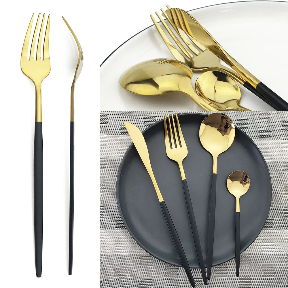 Dinner Knife Fork Spoon Tableware Set Stainless Steel Flatware Silverware