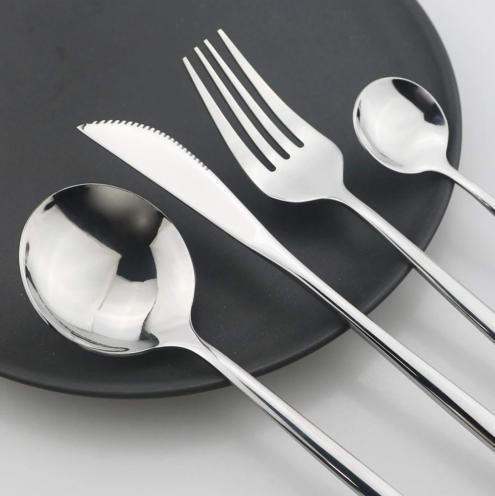 Dinner Knife Fork Spoon Tableware Set Stainless Steel Flatware Silverware