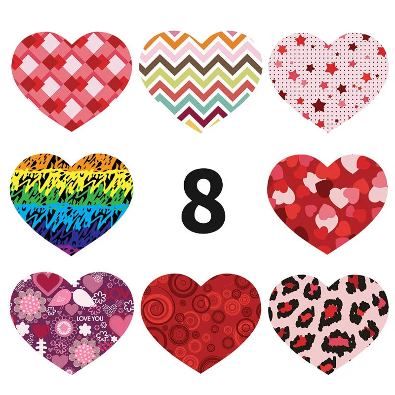 100-500pcs Sparkle Heart Stickers Red Love Scrapbooking Adhesive Stickers for Valentine's Day Wedding Decor Stationery Sticker