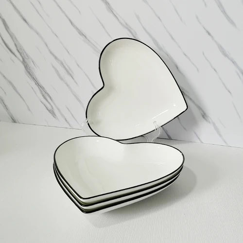 Ceramic Heart Plate Kitchen Cooking Dishes Lovers Tableware Special-shaped Plate Kitchen Utensils Porcelain New