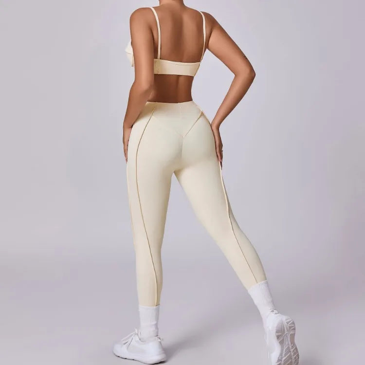 Yoga Sets Sports Fitness High Waist Hip-lifting Shapeing Trousers Backless Bra Suit Workout Gym Leggings Sets for Women