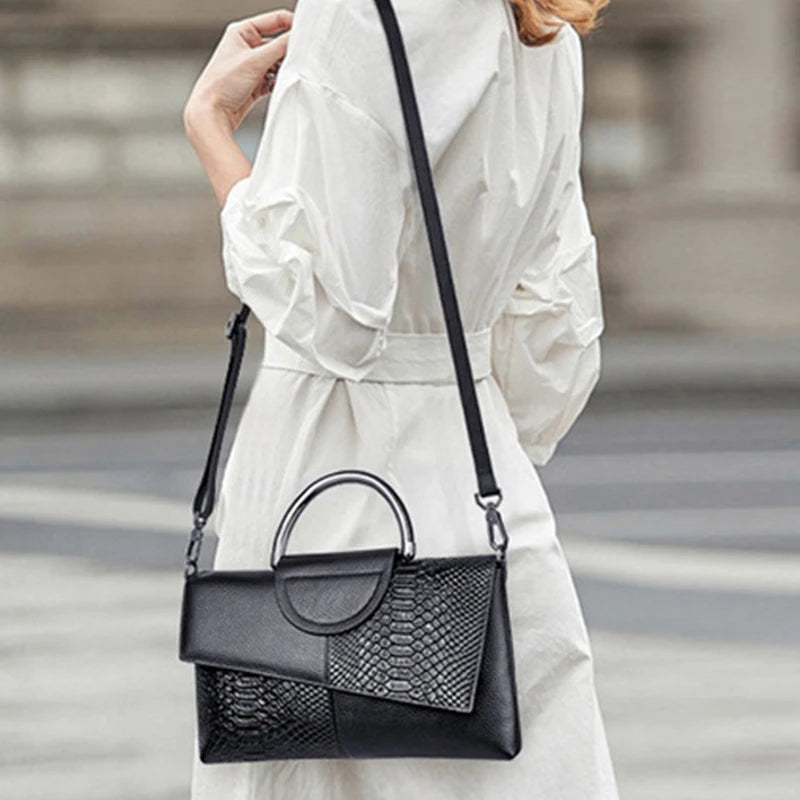 PU Synthetic Leather Women's Shoulder Crossbody Bag Fashion Casual Dinner Wedding Alligator Pattern Flap Handbag and Purse