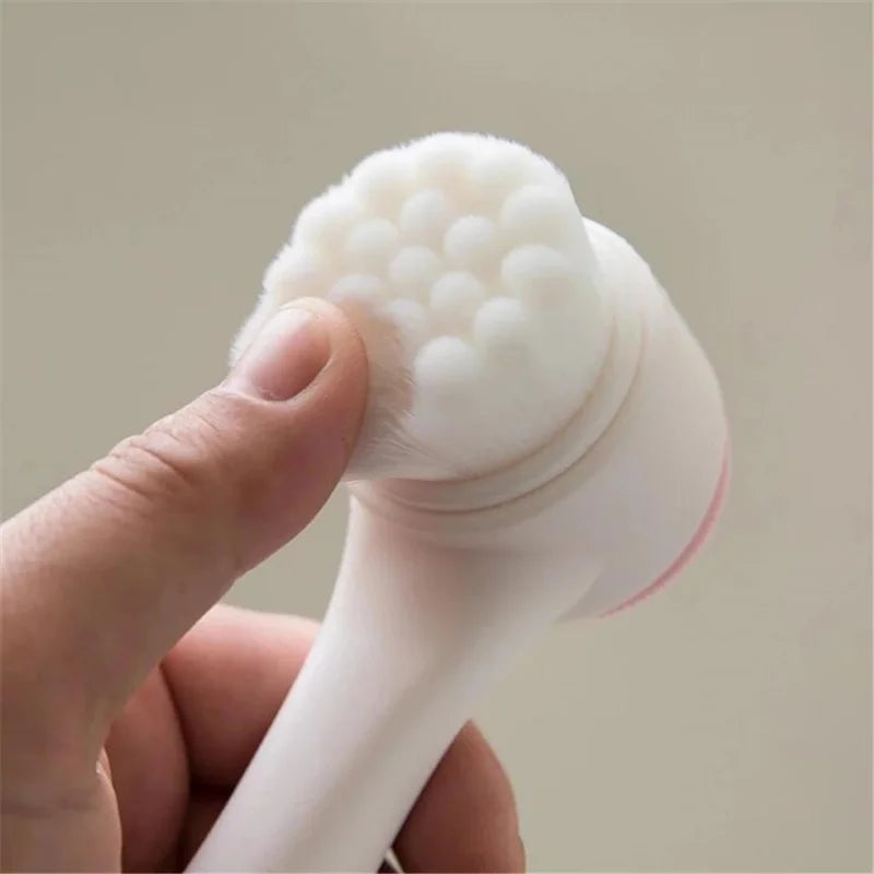 Cepillo de limpieza Facial de silicona doble 3D, cepillo Facial de masaje Manual, exfoliante de cerdas suaves, cepillo de lavado de cara de doble cara
