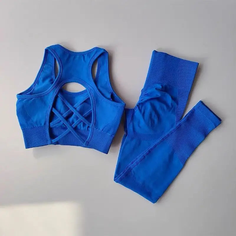 Conjunto de Sujetador deportivo para mujer, camiseta sin mangas profesional para Fitness, mallas para correr a prueba de golpes, traje de Yoga, ropa con sujetador trasero bonito, 2 uds.