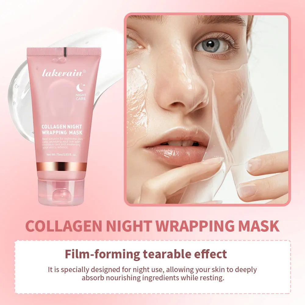 Mascarilla Facial de colágeno, paquete de envoltura nocturna, elasticidad, cuidado de hidratación, reduce la flacidez, Colágeno Hidrolizado para