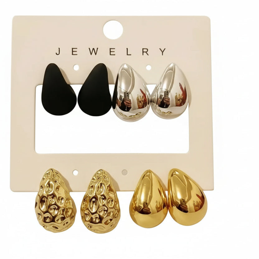 4 par/set Vintage brillante grueso acrílico gota de agua pendiente con pasador moda creativa pendientes colgantes de lágrima joyería de fiesta elegante para mujer