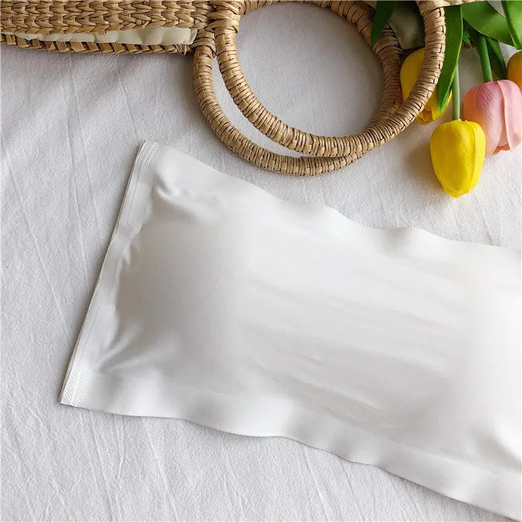 Ice Silk Strapless Bra Girls Seamless Crop Tube Top Bralette for Women Sexy Soft Bras Large Size Bustier Tops Summer Underwear