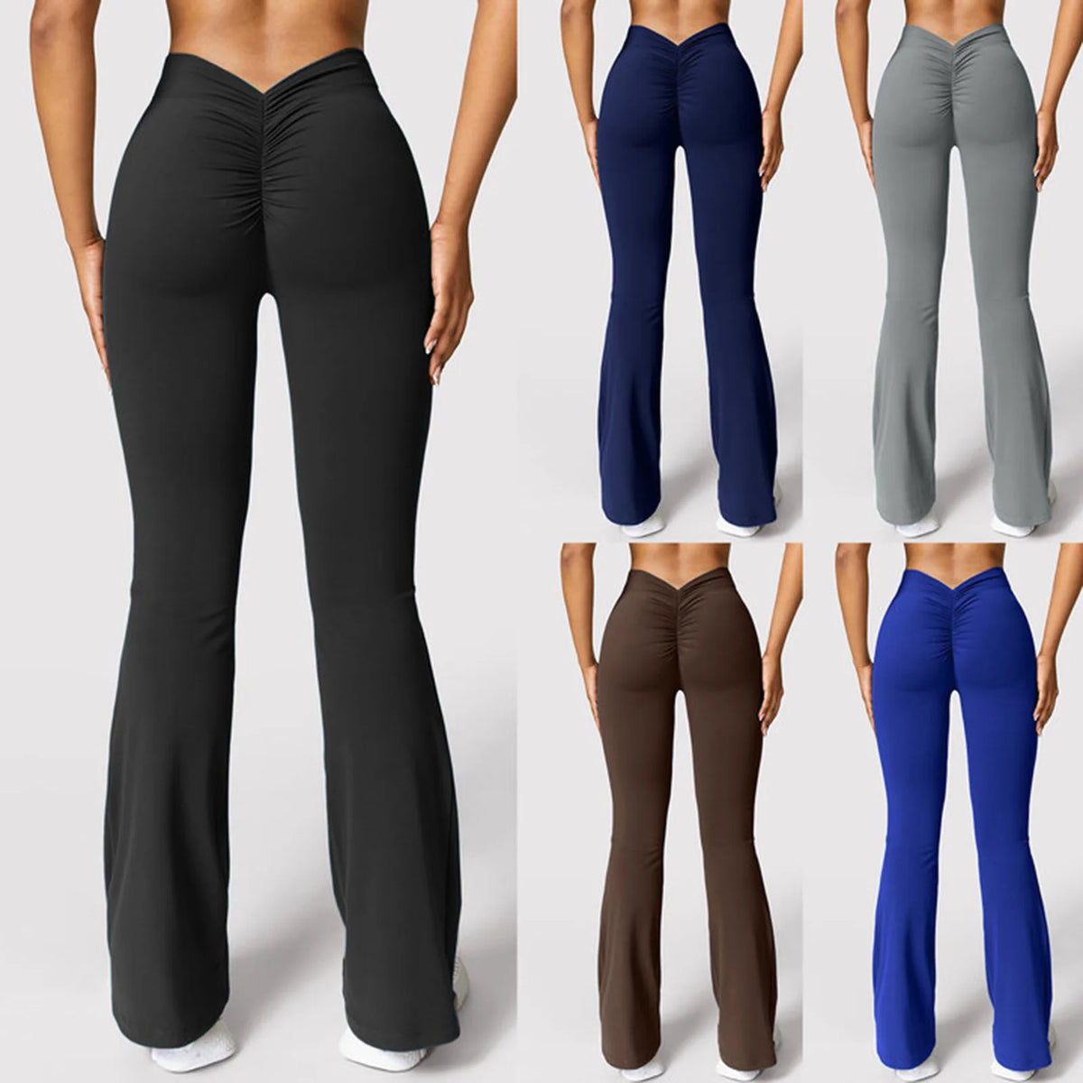 Leggings de Micro cuerno a la moda para mujer, pantalones deportivos con espalda en V, pantalones de gimnasio con realce de cintura alta, mallas informales ajustadas sólidas