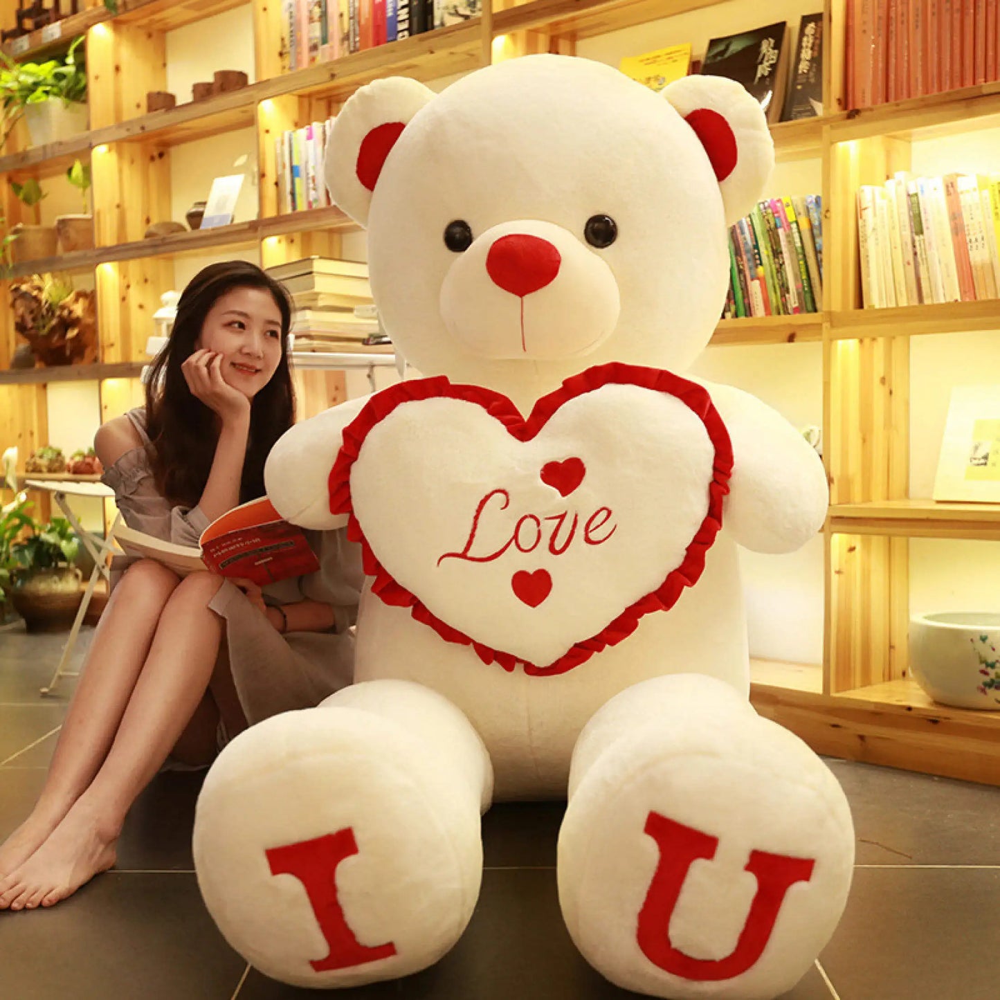 80 100cm Big I LOVE YOU Teddy Bear Plush Toys Lovely Stuffed Soft Pillow Doll Kids Toys Birthday Girlfriend Valentine's Day Gift