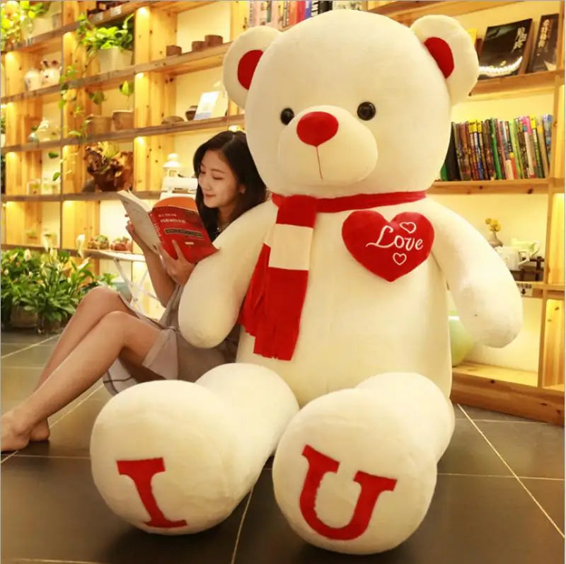 80 100cm Big I LOVE YOU Teddy Bear Plush Toys Lovely Stuffed Soft Pillow Doll Kids Toys Birthday Girlfriend Valentine's Day Gift