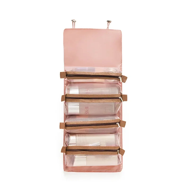 Bolsa de cosméticos desmontable, portátil, de gran capacidad, 4 en 1, bolsas de maquillaje, bolsa de aseo plegable portátil para almacenamiento de cosméticos de viaje