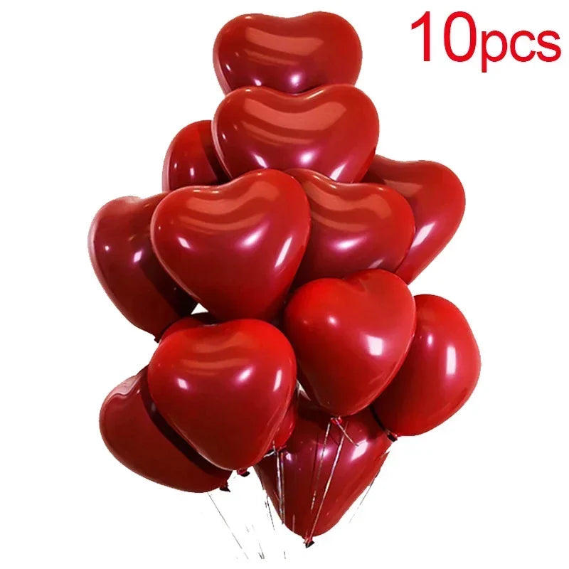 50/10pcs Red Heart Balloons Inflatable Latex Balloon for Valentine Day Wedding Party Anniversary Decoration Supplies Wholesale