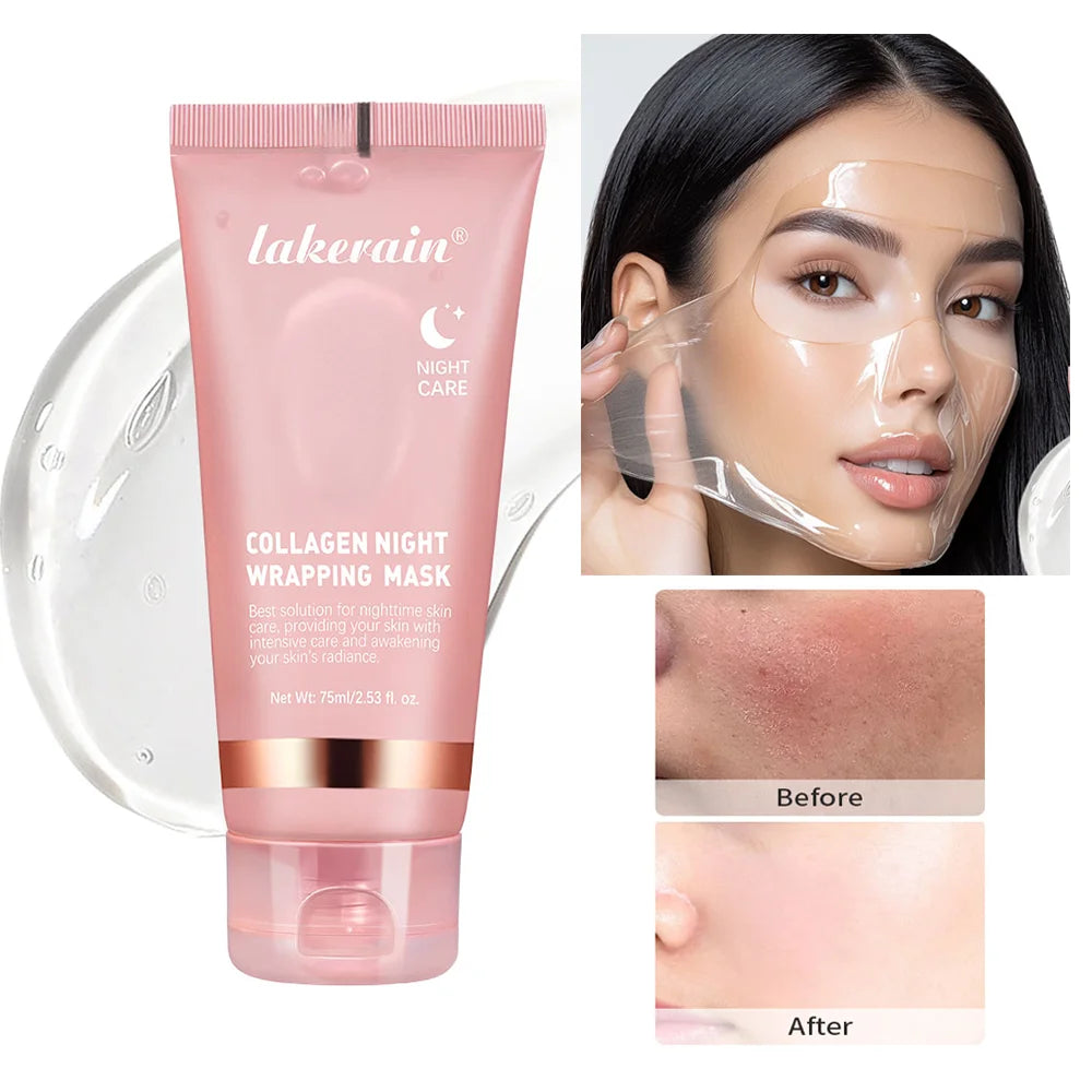 Mascarilla Facial de colágeno, paquete de envoltura nocturna, elasticidad, cuidado de hidratación, reduce la flacidez, Colágeno Hidrolizado para