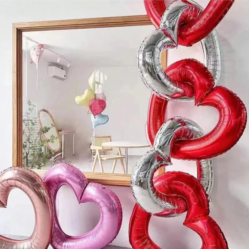 40inch Large Hollowed Out Heart Balloon, Wedding Party Love Balloon,Confession Surprise Love Aluminium Film Balloon