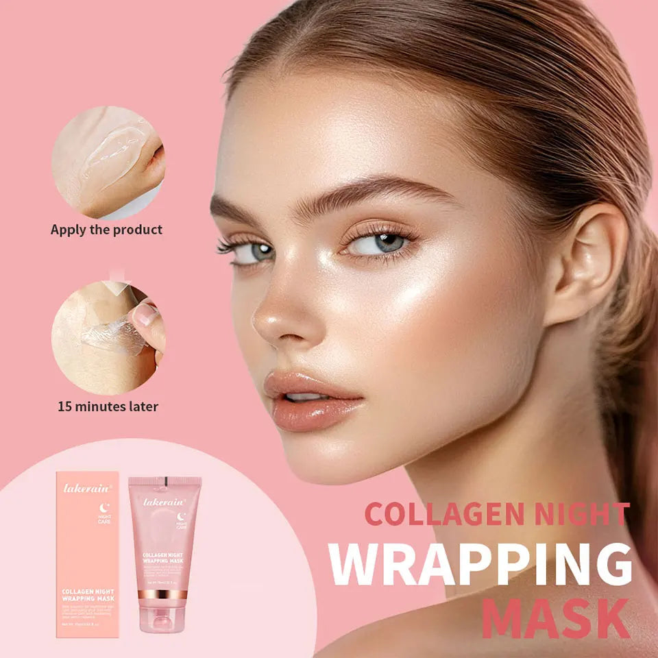Mascarilla Facial de colágeno, paquete de envoltura nocturna, elasticidad, cuidado de hidratación, reduce la flacidez, Colágeno Hidrolizado para