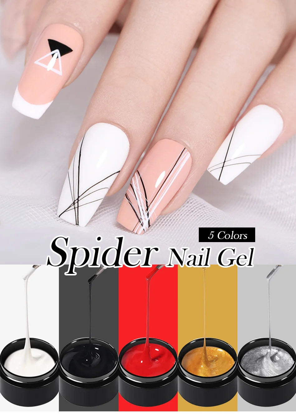 White Black Silver Spider Drawing Gel Nail Polish UV Painting Outline Gel Varnish Nails Art All For Manicure