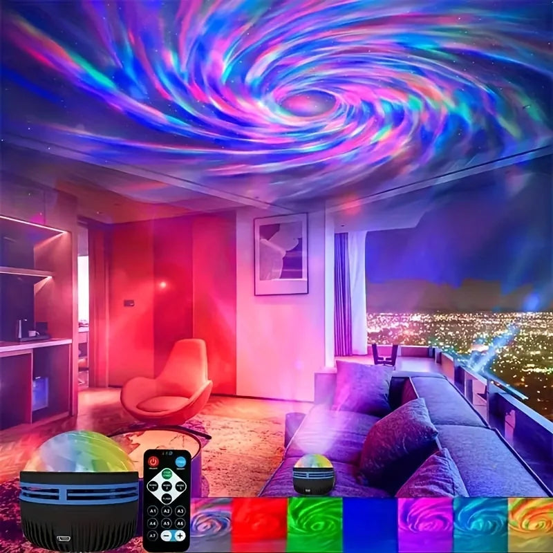 Sky Galaxy Lamp Projector LED Night Light Remote Control Sound Active 5V USB Charging 7 Modes for Kids Room  Party Decor