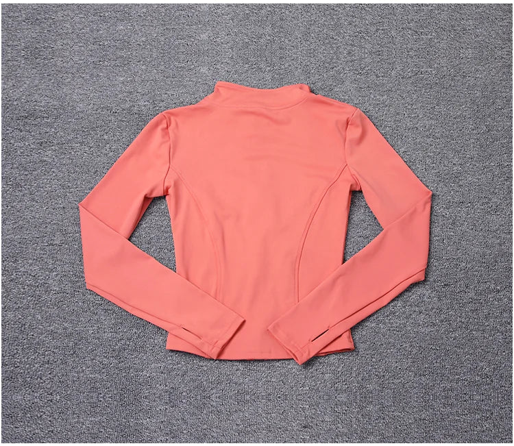 Chaqueta deportiva para mujer, camisa de manga larga, abrigo de entrenamiento, ropa de entrenamiento de gimnasia, ropa deportiva de Yoga