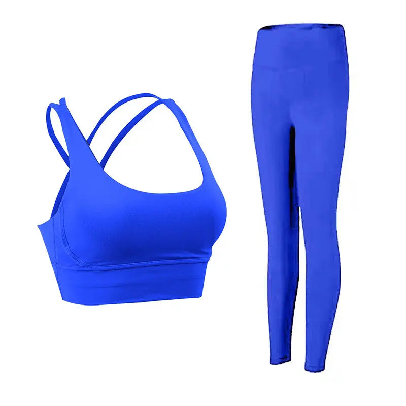 Ropa de Yoga de 2 piezas, chándal para mujer, ropa atlética, traje de Fitness para Pilates, entrenamiento de gimnasio, ropa de realce, Sujetador deportivo, traje de mallas