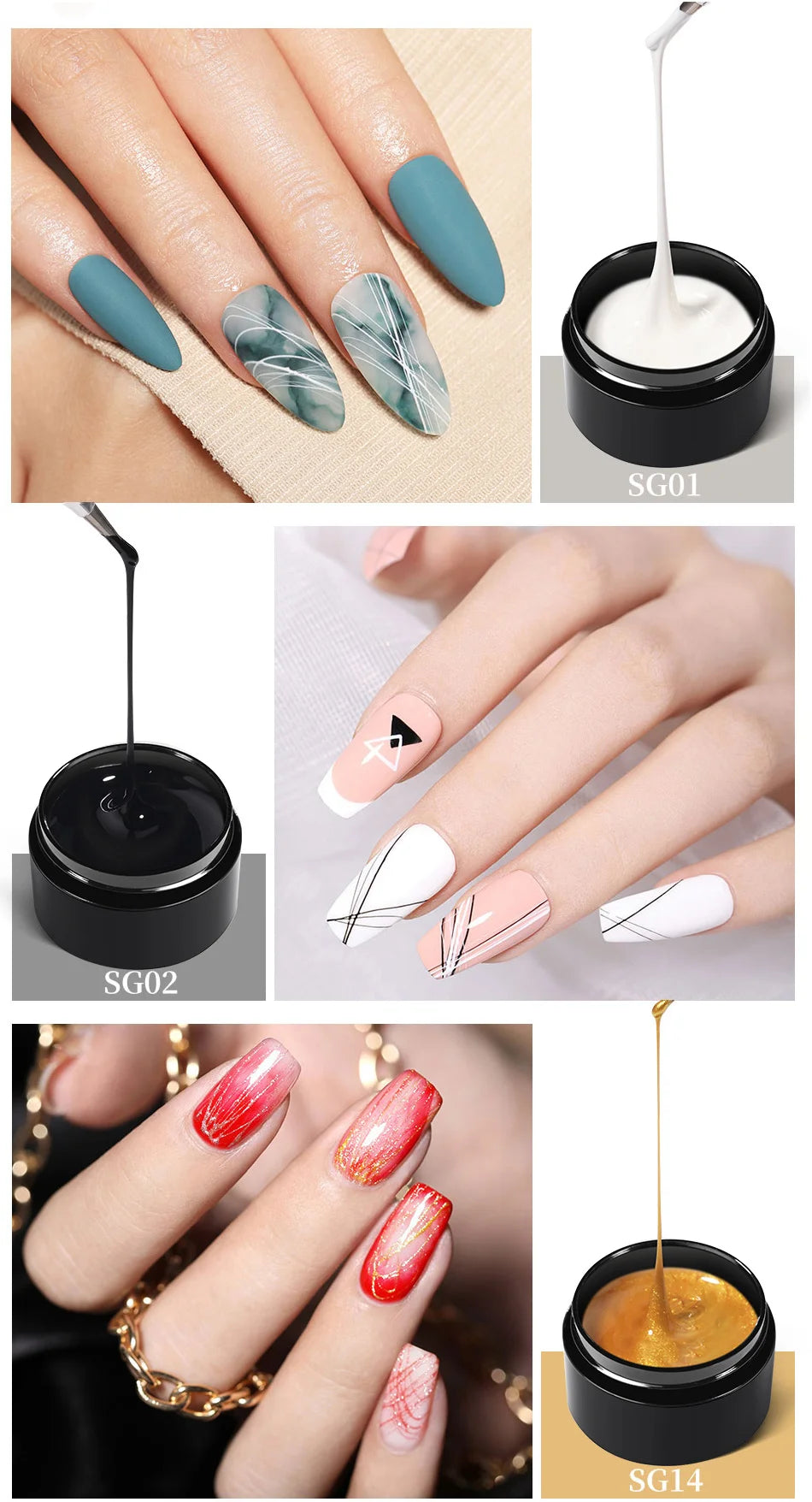 White Black Silver Spider Drawing Gel Nail Polish UV Painting Outline Gel Varnish Nails Art All For Manicure