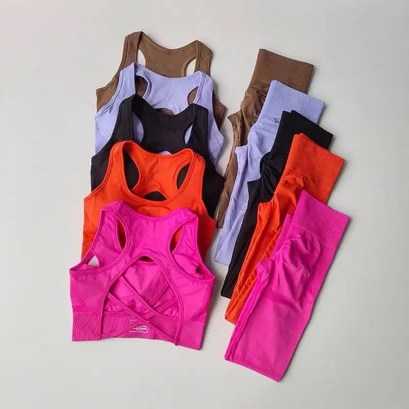 Conjunto de Sujetador deportivo para mujer, camiseta sin mangas profesional para Fitness, mallas para correr a prueba de golpes, traje de Yoga, ropa con sujetador trasero bonito, 2 uds.