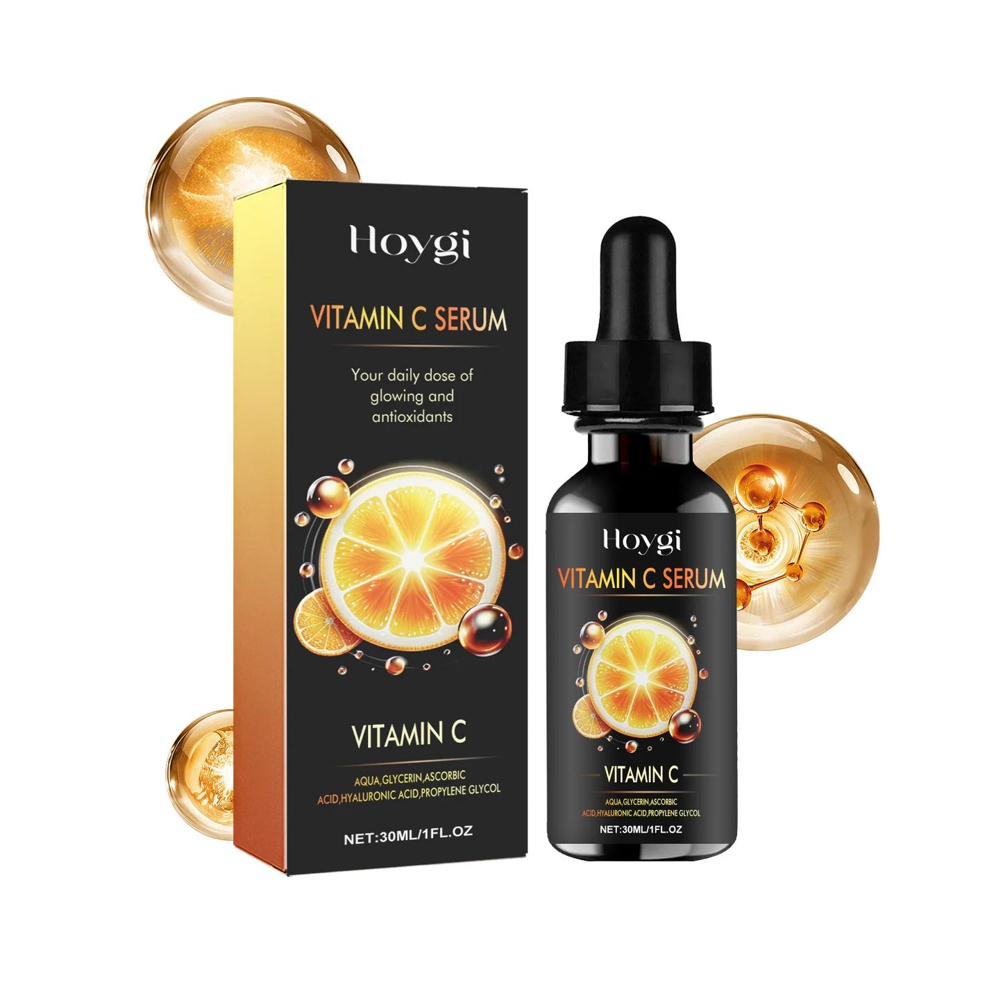 Vitamin C Facial Serum Wrinkle Remover Shrink Pores Anti Aging Lighten Spots Moisturizing Brightening Hyaluronic Acid Essence