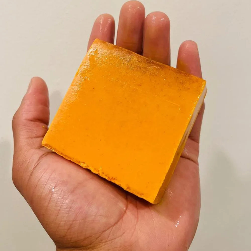 Jabón hecho a mano de cúrcuma, jabón de ácido kójico de limón, jabón de ducha y facial