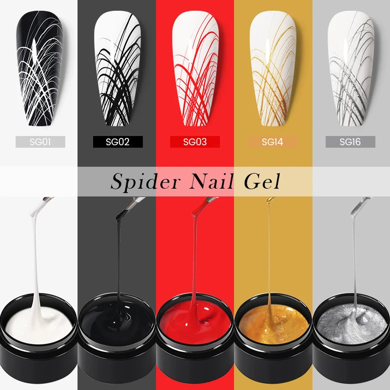 White Black Silver Spider Drawing Gel Nail Polish UV Painting Outline Gel Varnish Nails Art All For Manicure