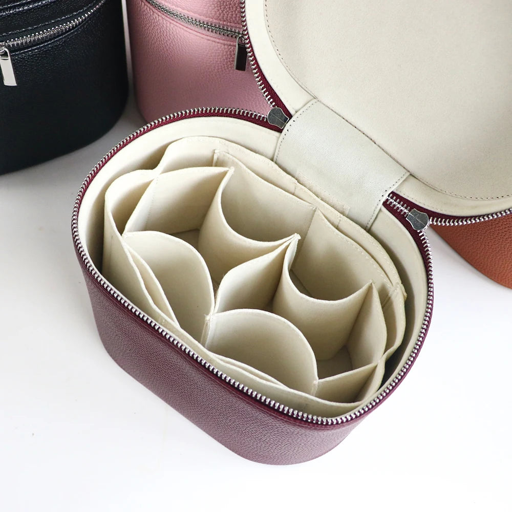 Caja de cosméticos de cuero  de gran capacidad con , bolsa de cosméticos portátil de viaje