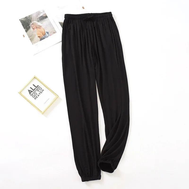 new style home service ladies pants spring and summer thin modal loose large size solid color home pants women bottoms