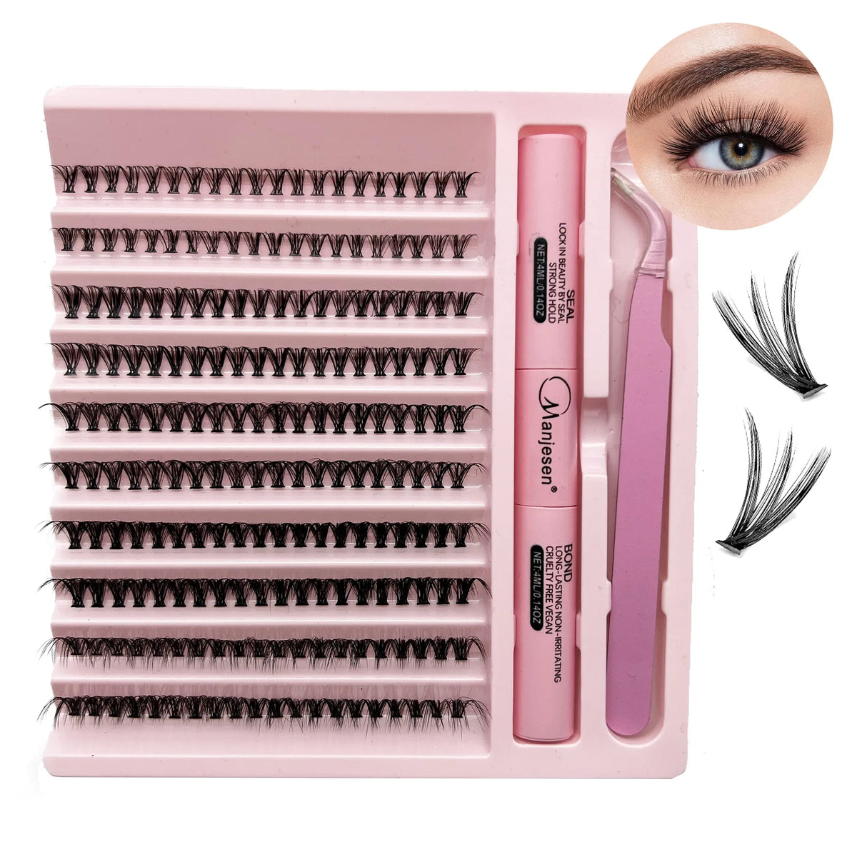Kit de extensión de pestañas DIY, 200 piezas, racimo, unión y sello, herramientas de maquillaje para pegar, accesorios de pegamento