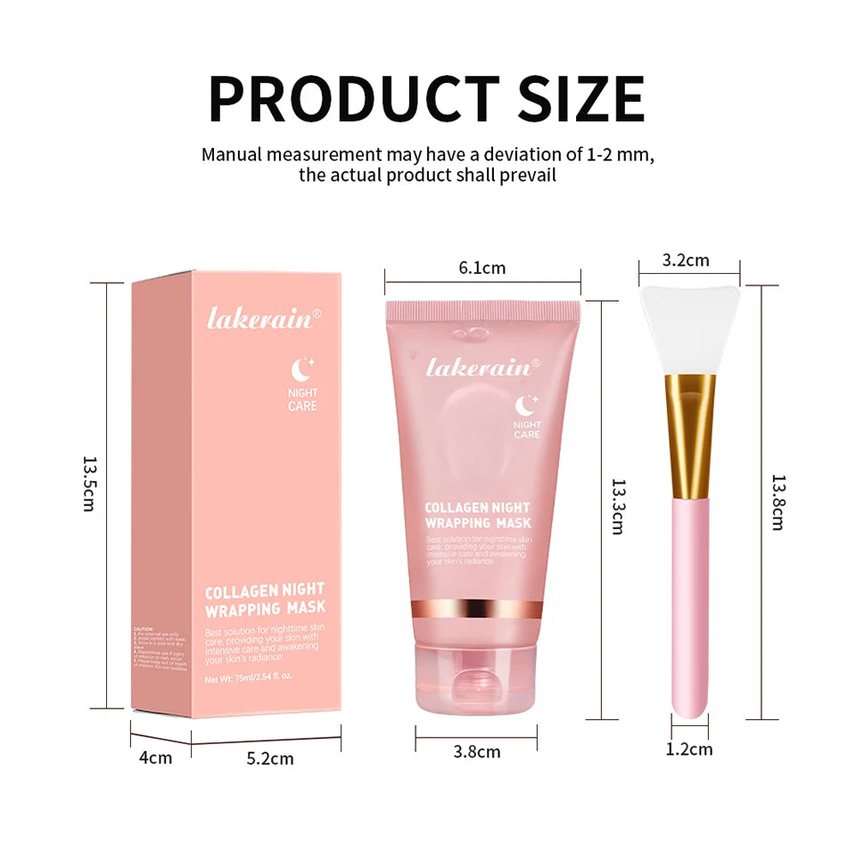 Mascarilla Facial de colágeno, paquete de envoltura nocturna, elasticidad, cuidado de hidratación, reduce la flacidez, Colágeno Hidrolizado para