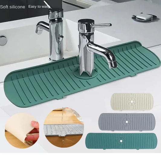 Faucet Splash Pad Silicone Sink Faucet Splash Guard Mat Sponge Drain Pad Countertop Protector for Kitchen Bath Gadgets